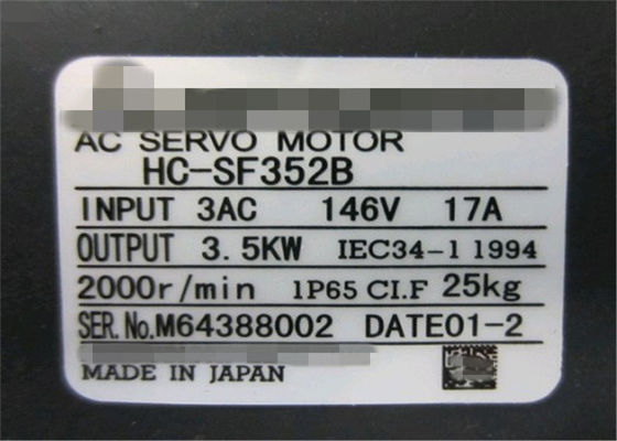 Black Color Three Phase Ac Servo Motor 129V MITSUBISHI HC-SF352B HC-SF352BK