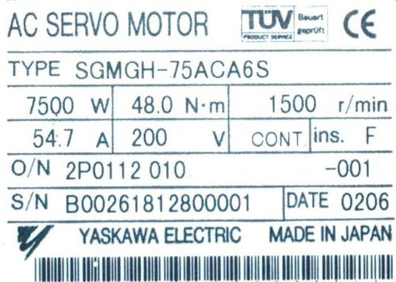 SGMGH-75ACA6S  Industrial Dc Servo Motor Drive Yaskawa 54.7A 1500RMP  200V