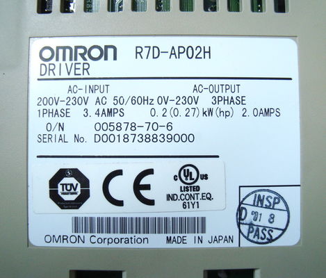Omron R7d-Bp01l Servo Ac 100vac Supply 1.6a 100v Load Maximum Motor Capacity 100w