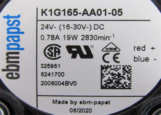 EBM PAPST K1G165-AA01-05 FAN BLOWER 0.78AMP 2830RPM 24VDC 16-30VDC 19W