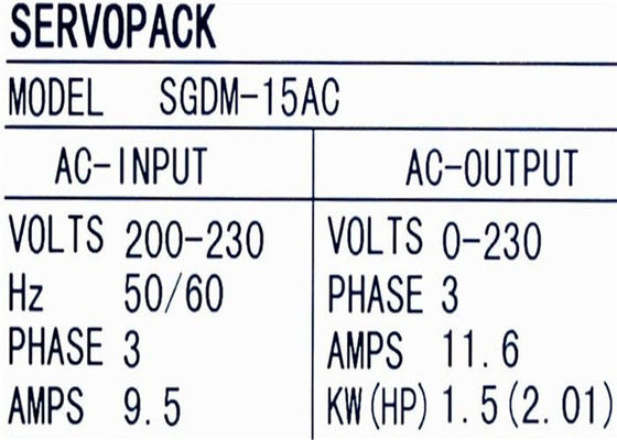 SGDM-15AC ServoPack Yaskawa Electric Servo Drive 1.5KW  200 - 230 V-AC Phase: 3