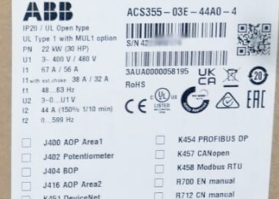 ACS355-03E-44A0-4 Machinery Drive 3AUA0000058195 22kW 30HP IP20