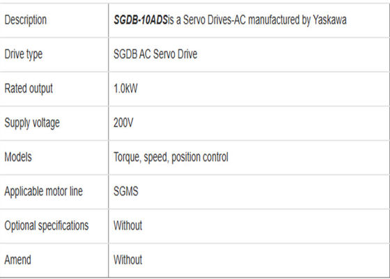 Yaskawa SGDB-10ADS 200V AC Servo Drives Brand New In Original