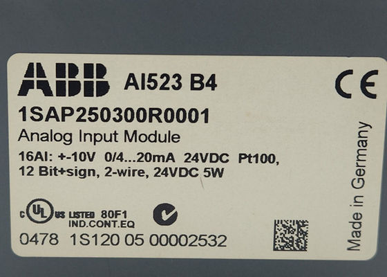 ABB AI523 1SAP250300R0001 AI523: S500 Analog input module 16 AI: U, I, RTD, DI. 13Bit incl. sign 1-wire
