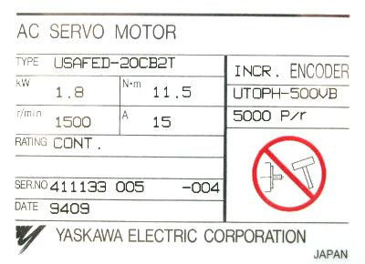 2KW Industrial Servo Motor Yaskawa USAFED-20CB2T Brand New In Box