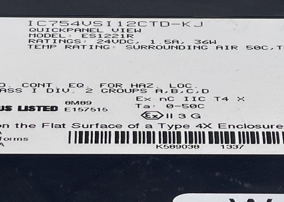 GE IC754VSI12CTD-KJ an Intermediate 12-inch Color TFT Touch QuickPanel Display manufactured