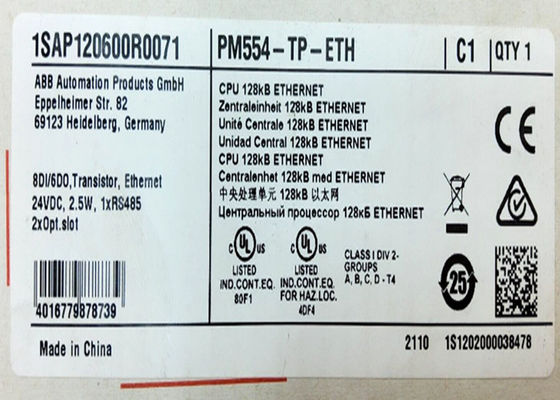 ABB PM554-TP-ETH  1SAP120600R0071 AC500 Prog. Logic Controller 128kB 8DI/6DO-T ETH 24VDC