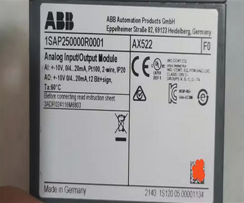 ABB Drives 1SAP250000R0001 AX522:S500 Analog Input/Output Module