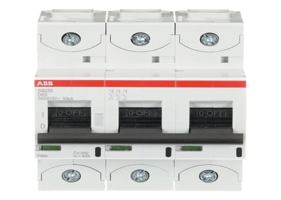 ABB 2CCS863001R0631 The S803S-D63 is a 3-pole High Performance Circuit breaker with D-Characteristic