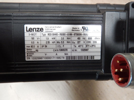 LENZE MCS 09H60-RS0B0-A14N-ST5S00N-R0SU Description SERVO MOTOR 3.4A 307V 3.8NM