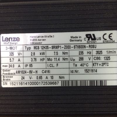 LENZE MCS 12H35-SRMP1-Z0E0-ST6S00N-R0SU Rated speed 2323 2323