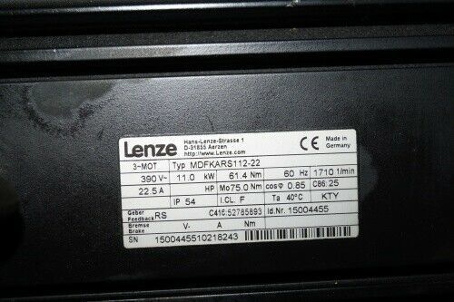 LENZE MDFKARS112-22  Servo Motor For Heavy Duty Applications