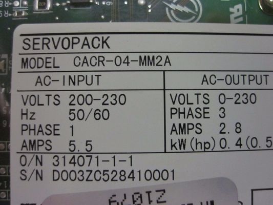 Yaskawa CACR-04-MM2A  Industrial Servo Drive Power dissipation in W 3 W 1 Channel