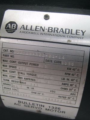 AB 1326AB-B2E-21-C4 Torque Plus Series, AC Servo Motors
