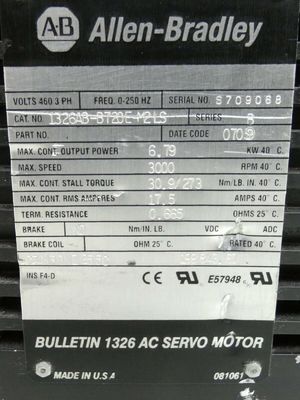 AB 1326AB-B720E-M2LS Rotary Servo Motor for Industrial Applications
