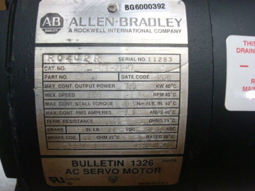 AB 1326AB-C3E-21-K7 Torque Plus Series Servomotors for the 1391-DES AC Servo Drive