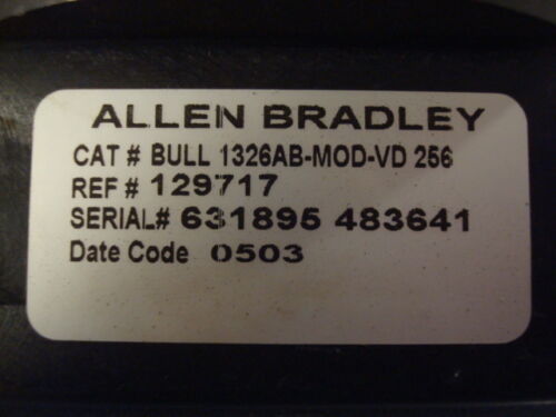 AB 1326AB-MOD-VD256 Torque Plus Series Servomotors for the 1391-DES AC Servo Drive