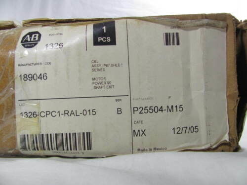 AB 1326-CPC1-RAL-015 Cables for 460V AC Servo Motors