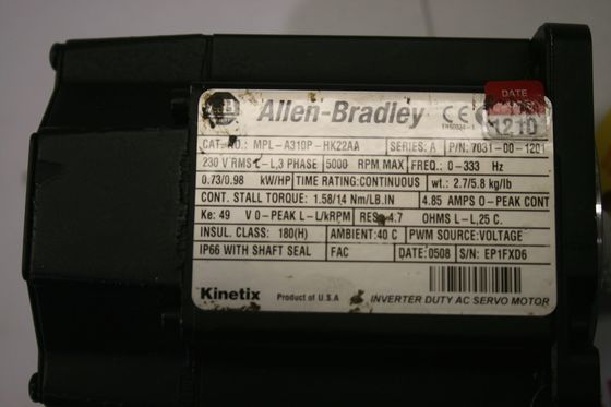 ALLEN-BRADLEY MPL-A310P-HK22AA MP-Series MPL 240V AC Rotary Servo Motor