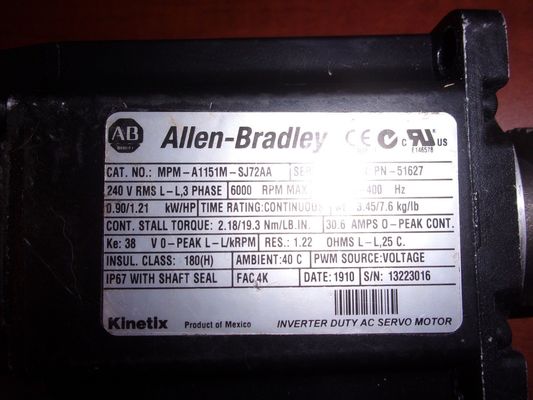 ALLEN-BRADLEY MPM-A1151M-SJ72AA MP-Series MPM 240V AC Rotary Servo Motor