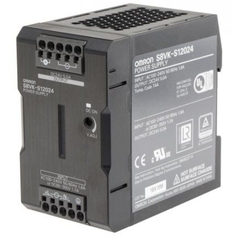 OMRON S8VK-S12024 SWITCH MODE 120 WATT 24 VDC 5 AMP 100-240 VAC PUSH IN