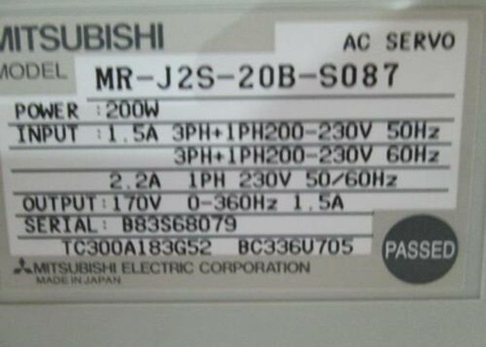 Mitsubishi Industrial 200W Servo Drive MR-J2S-20B-S087 AC AMPLIFIER 170V 360Hz 1.5A