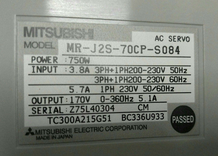 Mitsubishi Industrial Drive MR-J2S-70CP-S084 AC Servo Amplifier 750W Input 3.8A 200-230V