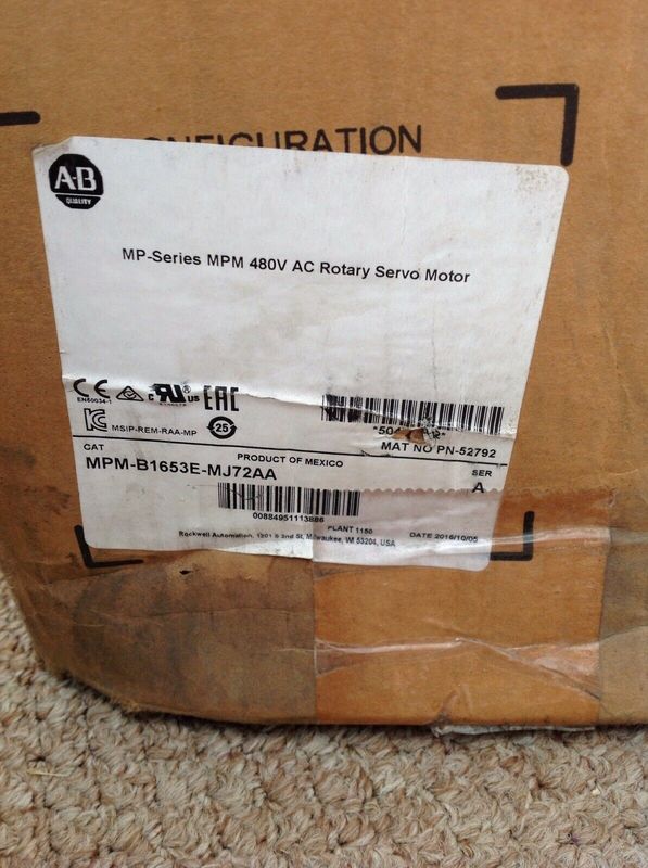 ALLEN-BRADLEY MPM-B1653E-MJ72AA MP-Series MPM 480V AC Rotary Servo Motor
